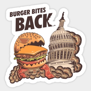 Burger Bites Back Funny Halloween Design (Dark, Brown Text) Sticker